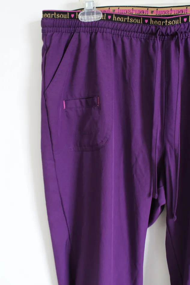 Jubilee Thrift Heartsoul Drawstring Waist Purple Scrub Pants XL Earrings