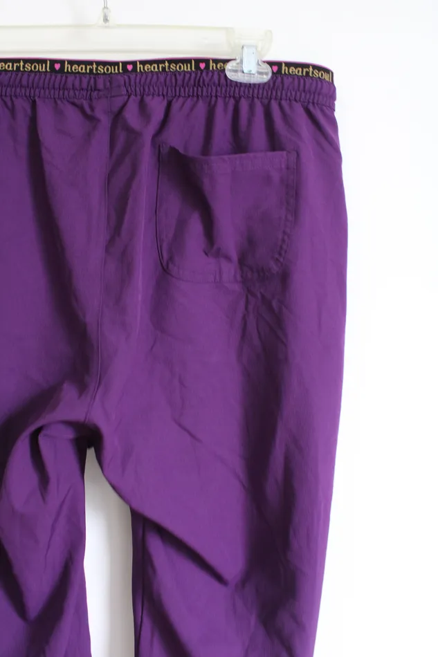 Jubilee Thrift Heartsoul Drawstring Waist Purple Scrub Pants XL Earrings