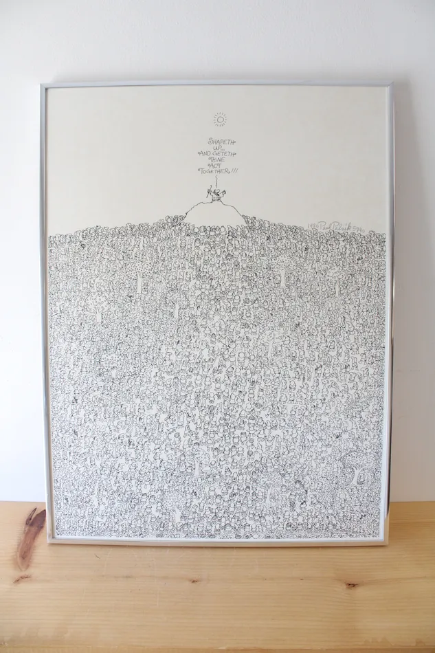 Jubilee Thrift Necklaces 1980 Paul Palnuk 5740 Shapeth Up And Geteth Thine Act Together Lithographed Framed Poster Wall Art 18X24