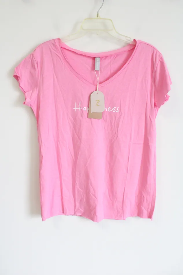 Jubilee Thrift NEW Noracora Pink Happiness Tee S Earrings