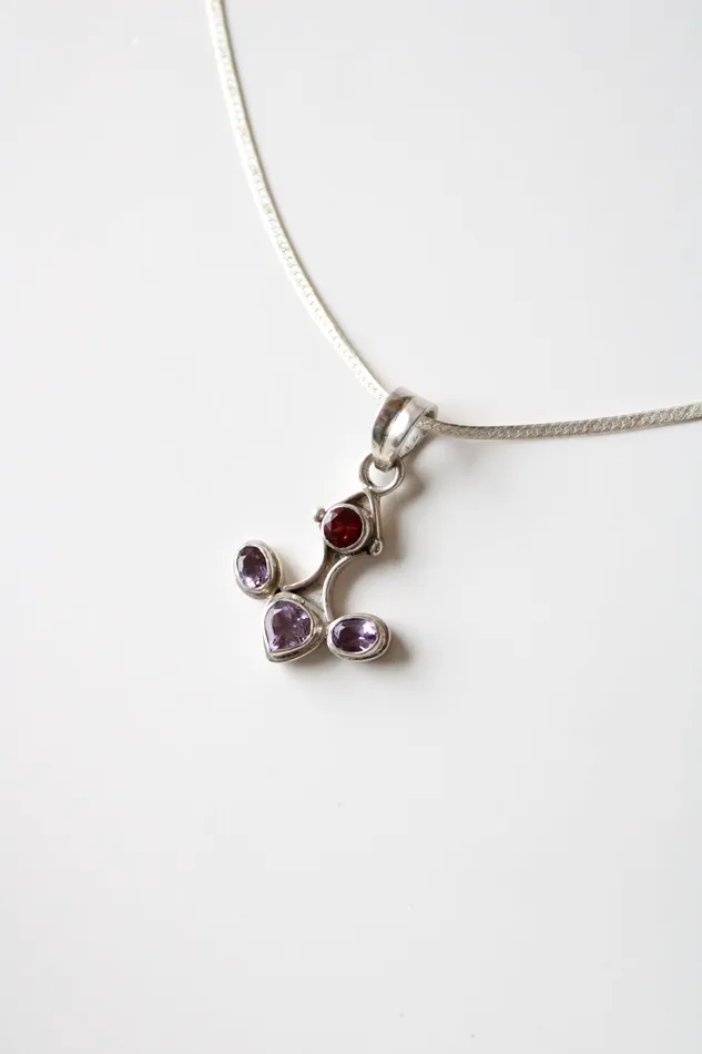 Jubilee Thrift Purple Red Stone Anchor Shaped Sterling Silver Necklace Necklaces