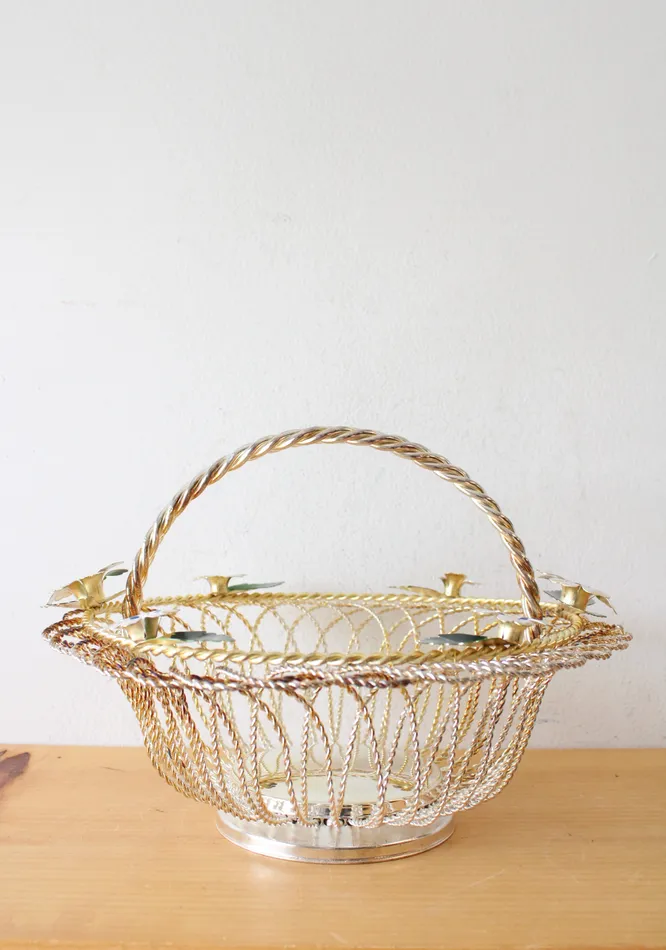Jubilee Thrift Silver Plated Twisted Wire Floral Basket Rings
