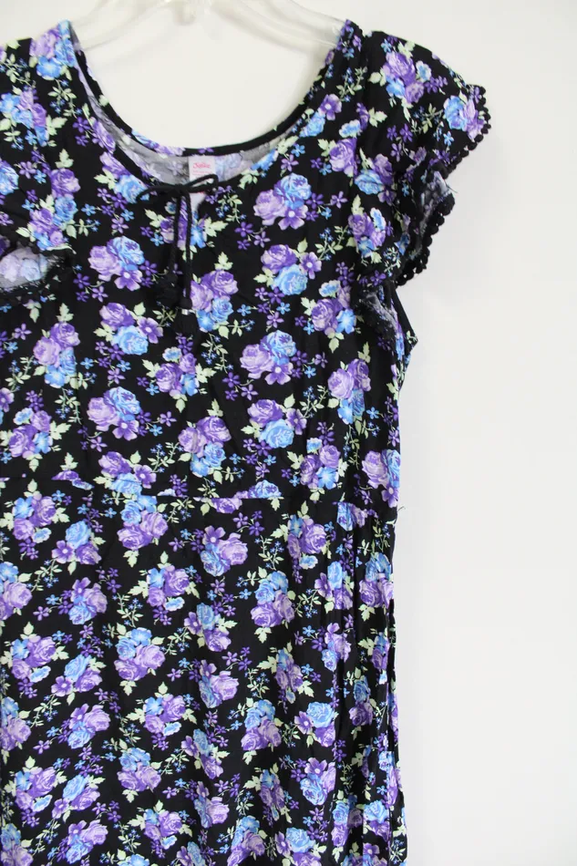 Justice Black Purple Blue Floral Dress 18 Justice Rings