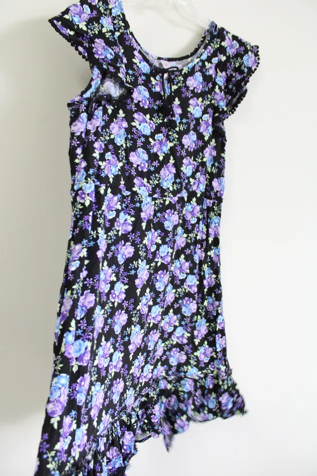 Justice Black Purple Blue Floral Dress 18 Justice Rings