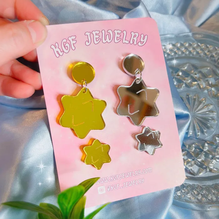 KGF Jewelry Earrings Star Fragments Acrylic Earrings Studs Keychains Pins