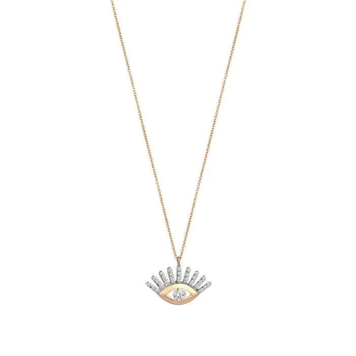 Kismet by Milka Necklaces Maxi Pave Evil Eye Slim Chain Necklace