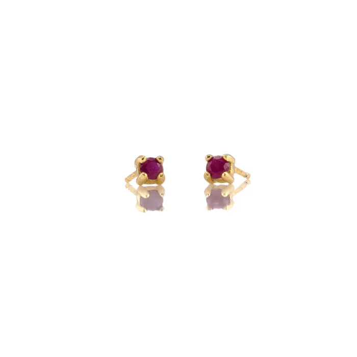 kris nations Earrings Ruby Prong Set Gemstone Stud Earrings July Birthstone