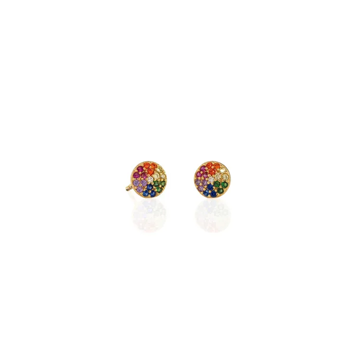 Kris Nations Round Rainbow Crystal Stud Earrings Earrings