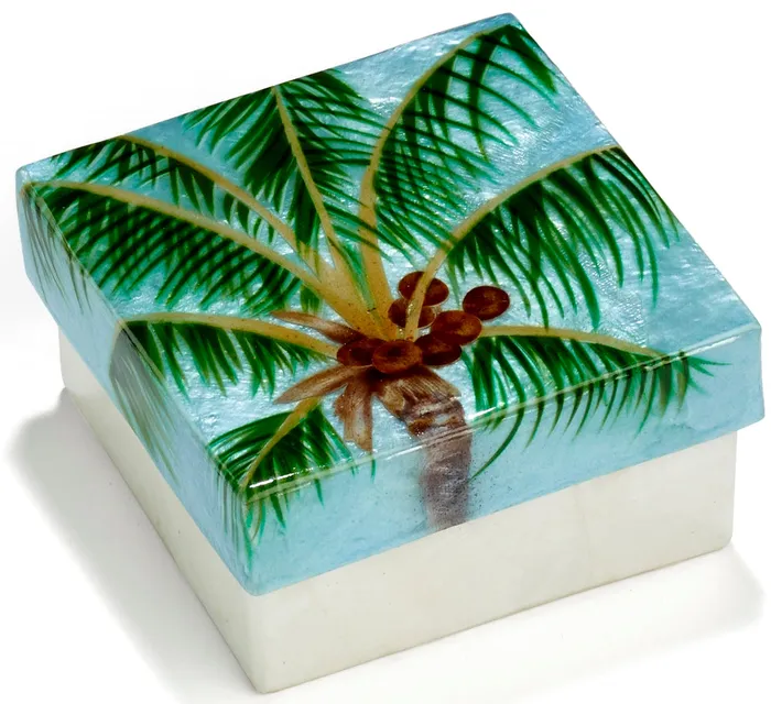 KUBLACRAFTS Earrings Kubla Crafts Coconut Palm Capiz Shell Keepsake Box