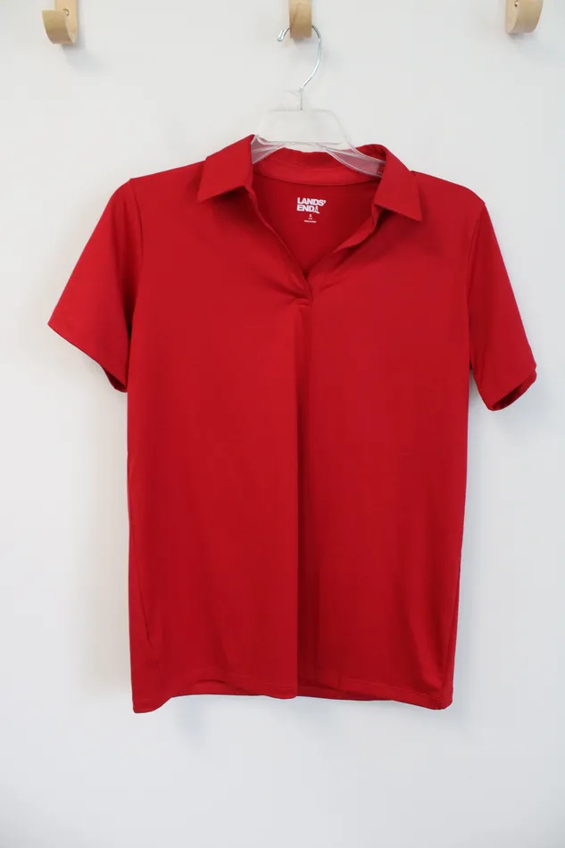 Lands End Earrings Lands End Solid Red Athletic Polo Shirt S