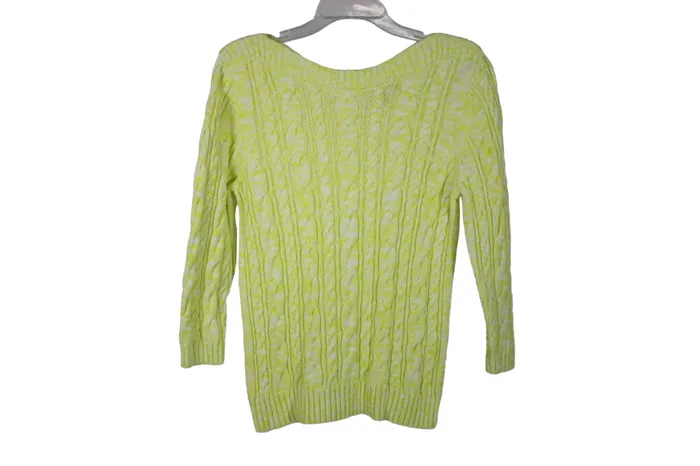 Lands End Neon Yellow Sweater M Petite Lands End Earrings