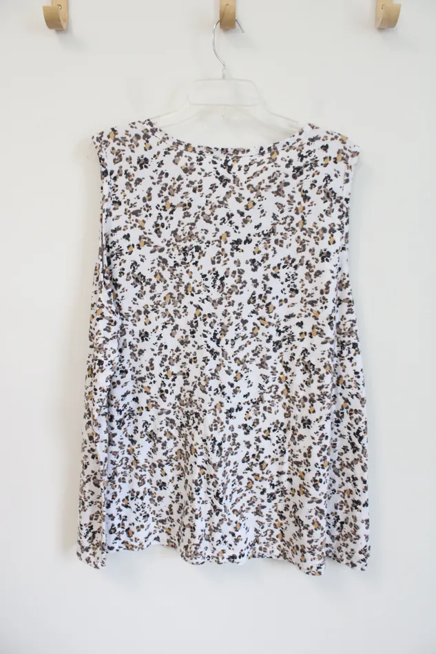 Lane Bryant Leopard Print White CrissCross Tank Top 2628 Lane Bryant Necklaces