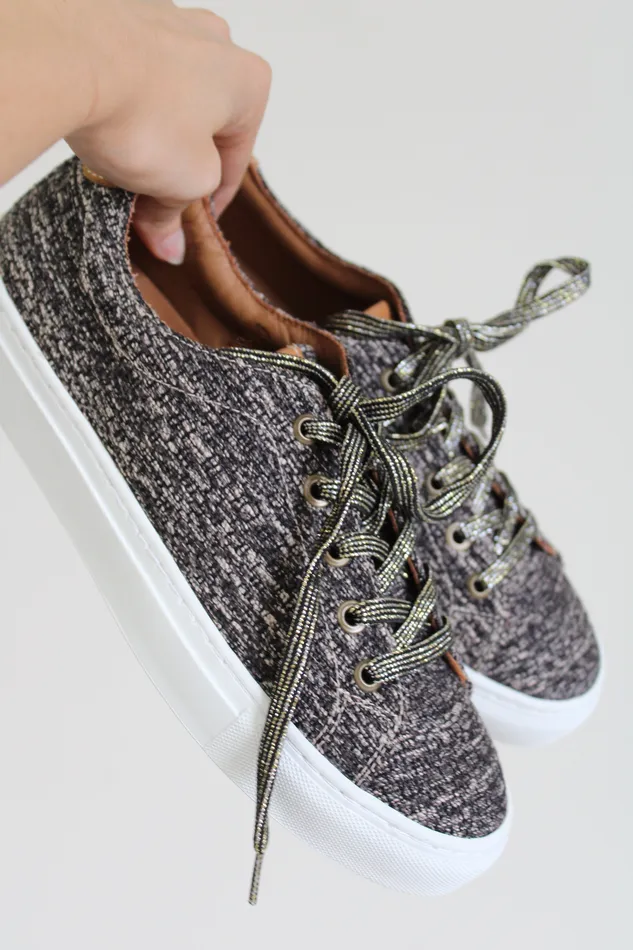 Le Lissier Earrings Le Lissier Paris Gray Tan Tweed Sneakers Size 39