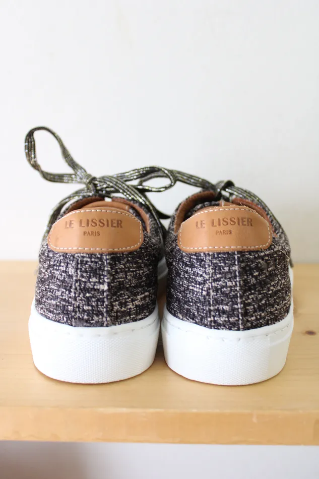 Le Lissier Earrings Le Lissier Paris Gray Tan Tweed Sneakers Size 39