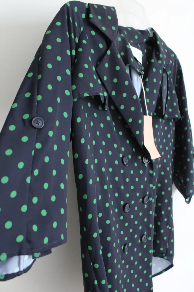 Lela Rose Earrings NEW Pearl By Lela Rose Navy Green Fluid Crepe Camp Polka Dotted Shirt XS