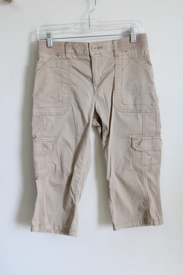Levis Relaxed Fit MidRise Tan Cargo Capri 6 Lee Earrings
