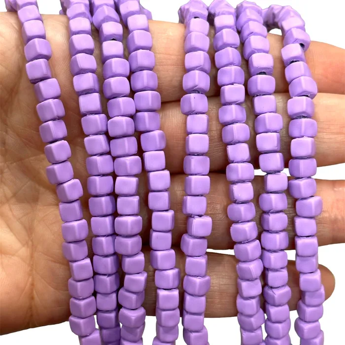 Lilac Polymer Clay Cube 4mm Beads 4mm Polymer Clay Spacers Peppy Beads Earrings Lilac Polymer Clay Cube 4mm Beads 4mm Polymer Clay Spacers Peppy Beads Earrings