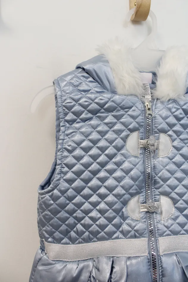 Little Lass Little Lass Shimmer Blue Silver Puffer Vest Youth 78 Rings