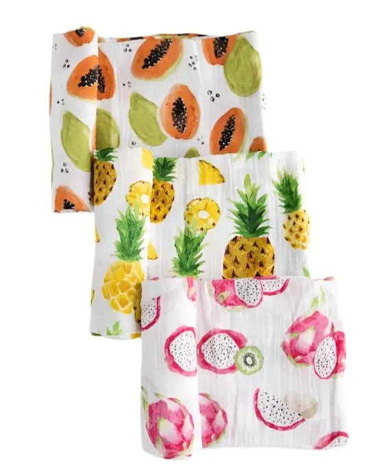 LITTLEUNICORN Little Unicorn Tropical Fruit Cotton Muslin Swaddle Blanket 3Pack Necklaces LITTLEUNICORN Little Unicorn Tropical Fruit Cotton Muslin Swaddle Blanket 3Pack Necklaces