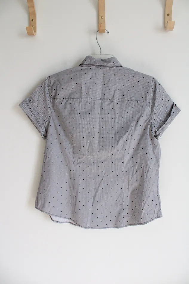 Liz Claiborne Liz Claiborne Career Black White Button Down Shirt M Rings