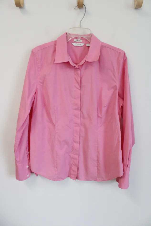 Liz Claiborne Pink Button Down Top L Coldwater Creek Earrings