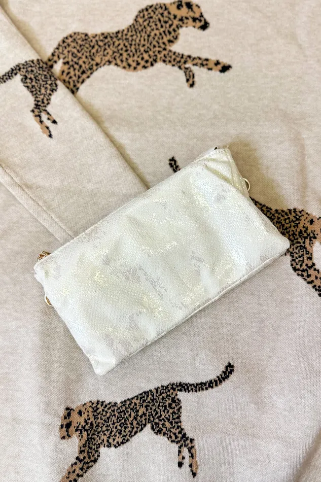 Liz Crossbody Bag Shimmer Beige Caroline Hill Earrings