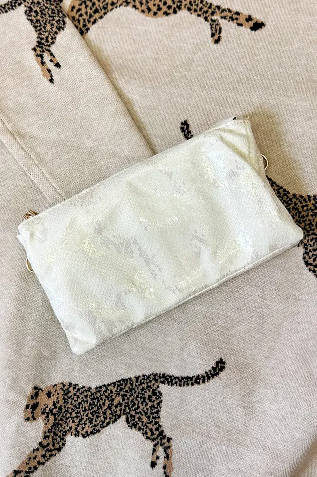 Liz Crossbody Bag Shimmer Beige Caroline Hill Earrings