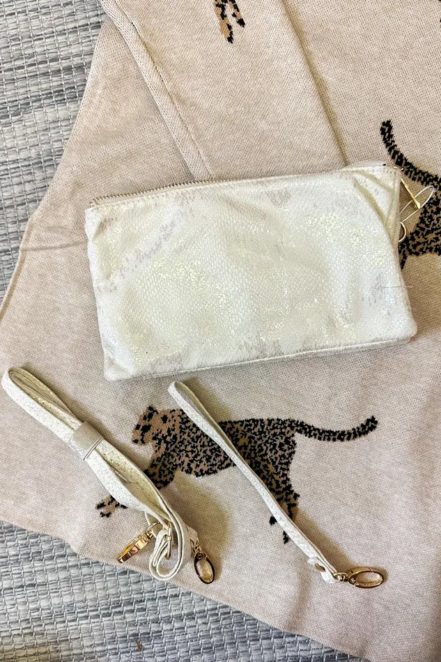 Liz Crossbody Bag Shimmer Beige Caroline Hill Earrings