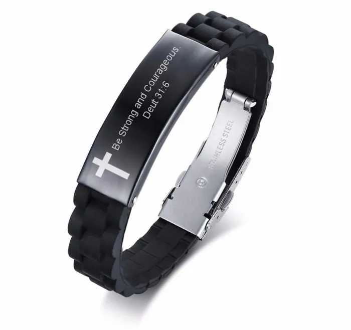 Lords Guidance Bracelets Bible Verse Bracelet br Be Strong And Courageous Silicone