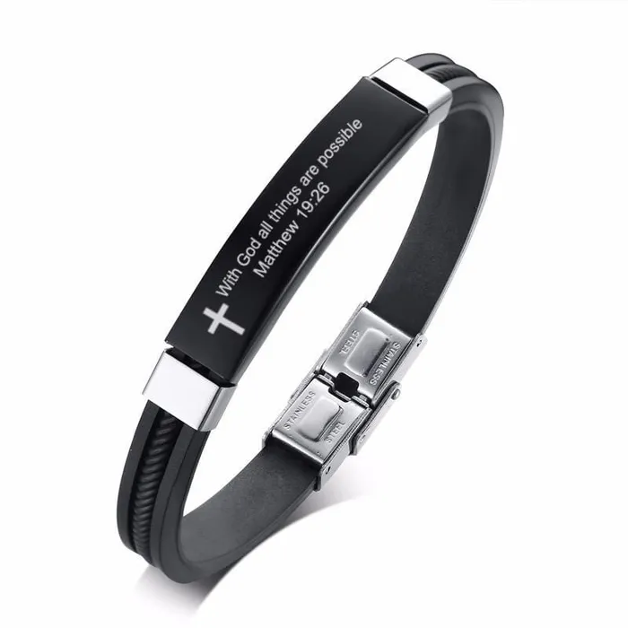 Lords Guidance Bracelets Bible Verse Bracelet br Matthew 1926 Silicone