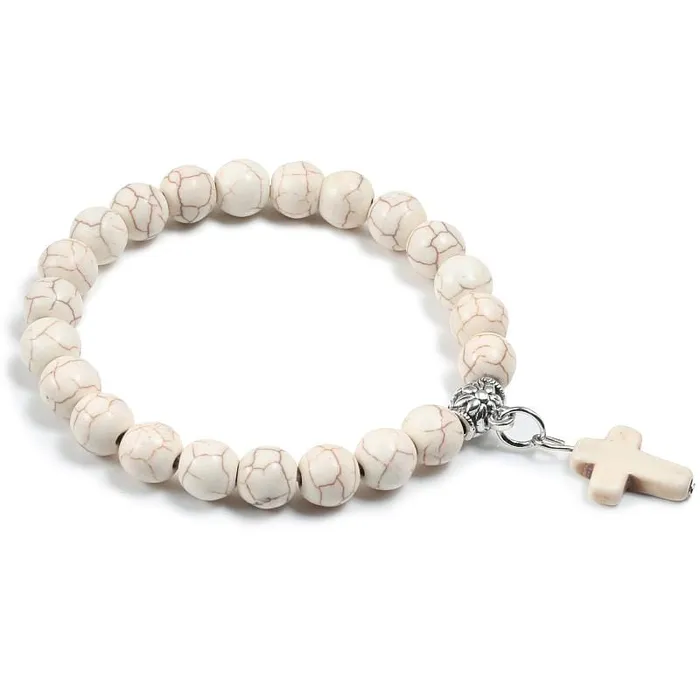 Lords Guidance Bracelets Cross Bead Bracelet br Charm White