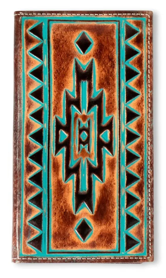 M F WESTERN PRODUCTION INC Earrings ARIAT MENS RODEO STYLE WALLET TURQUOISE OUTLINE SOUTHWESTERN BROWN M F WESTERN PRODUCTION INC Earrings ARIAT MENS RODEO STYLE WALLET TURQUOISE OUTLINE SOUTHWESTERN BROWN