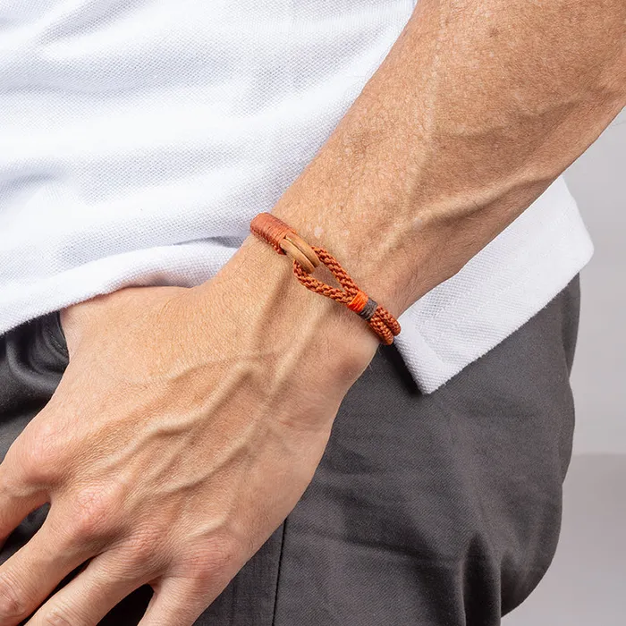 Macrala Bracelets Mens Nautical Leather and Macrame Bracelet