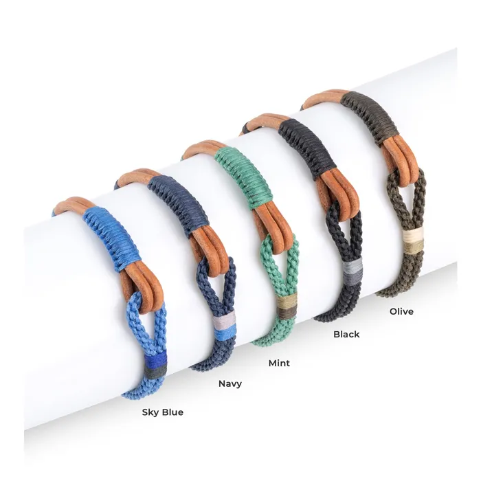 Macrala Bracelets Mens Nautical Leather and Macrame Bracelet