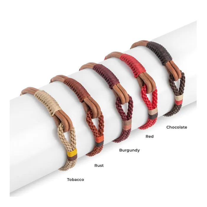 Macrala Bracelets Mens Nautical Leather and Macrame Bracelet