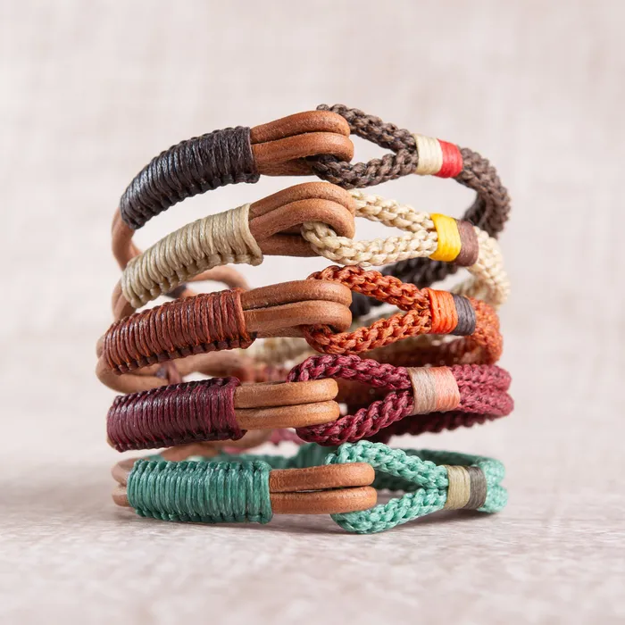 Macrala Bracelets Mens Nautical Leather and Macrame Bracelet