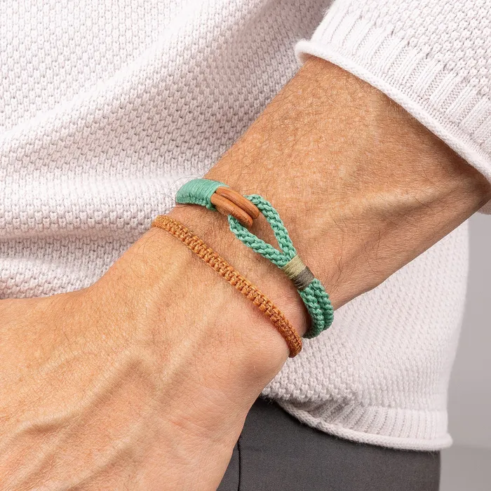 Macrala Bracelets Mens Nautical Leather and Macrame Bracelet