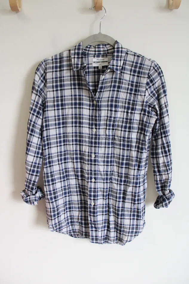 Madewell Rings Madewell Slim Fit Blue Plaid Cotton Button Down Shirt XS