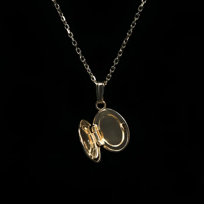 Marathon Earrings 14K Yellow Gold Mini Oval Diamond Locket
