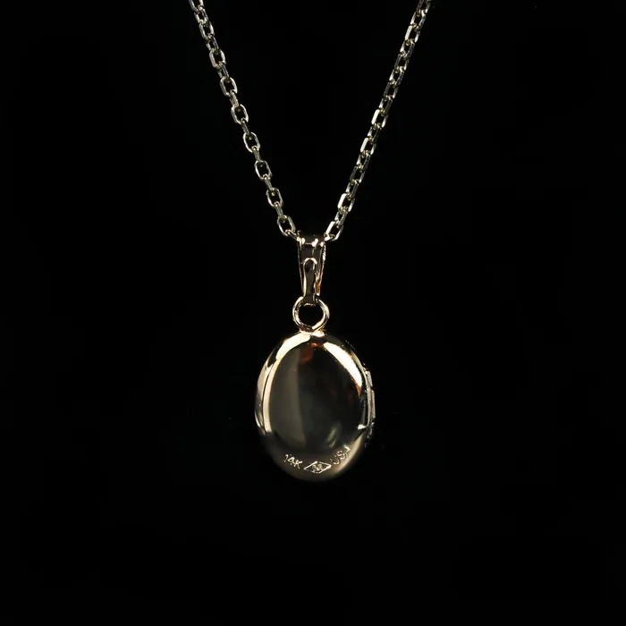 Marathon Earrings 14K Yellow Gold Mini Oval Diamond Locket