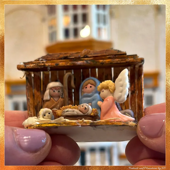Miniature 112 Scale Nativity Set for Dollhouse Portraits by NC Earrings