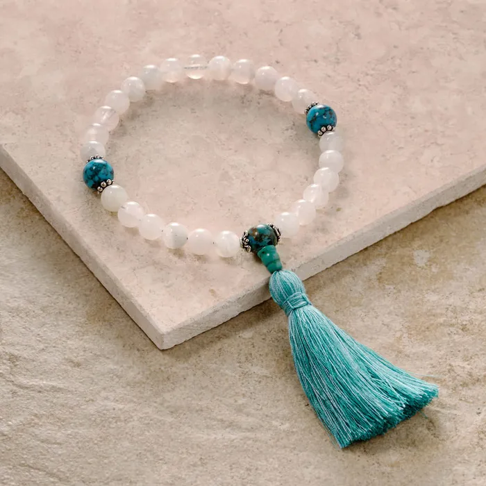 Moonstone Mala with Turquoise 27 beads Drukomalas Necklaces