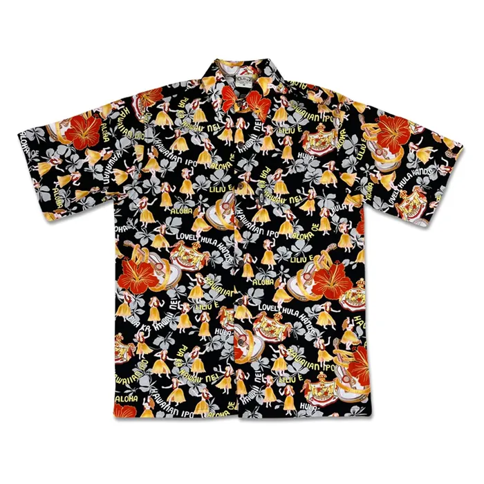 MRHAWAII Rings Go Barefoot Hula Hands Mens Aloha Shirt