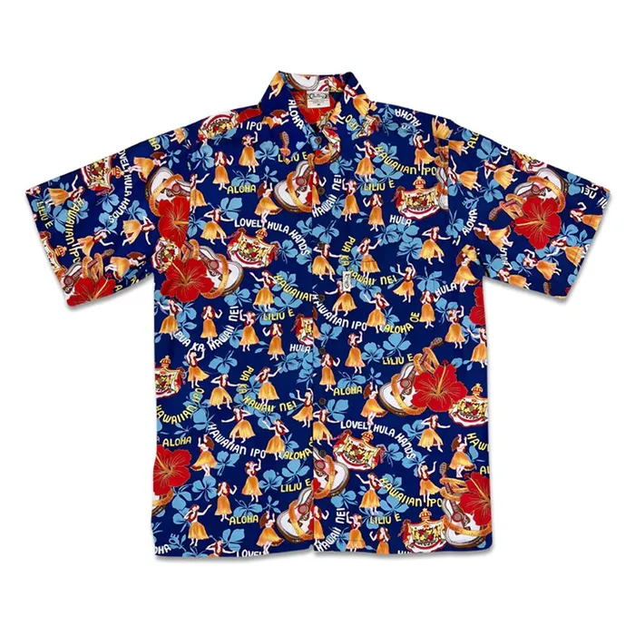 MRHAWAII Rings Go Barefoot Hula Hands Mens Aloha Shirt