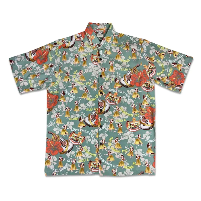 MRHAWAII Rings Go Barefoot Hula Hands Mens Aloha Shirt