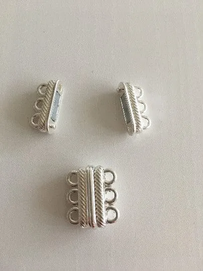 Multi Strand Magnetic Clasp Silver Plated3 Loop Peppy Beads Necklaces