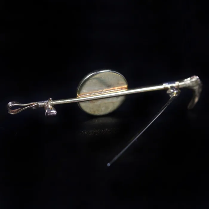 N Green Sons Earrings Edwardian Essex Crystal Reverse Intaglio Dog Hunt Whip Brooch