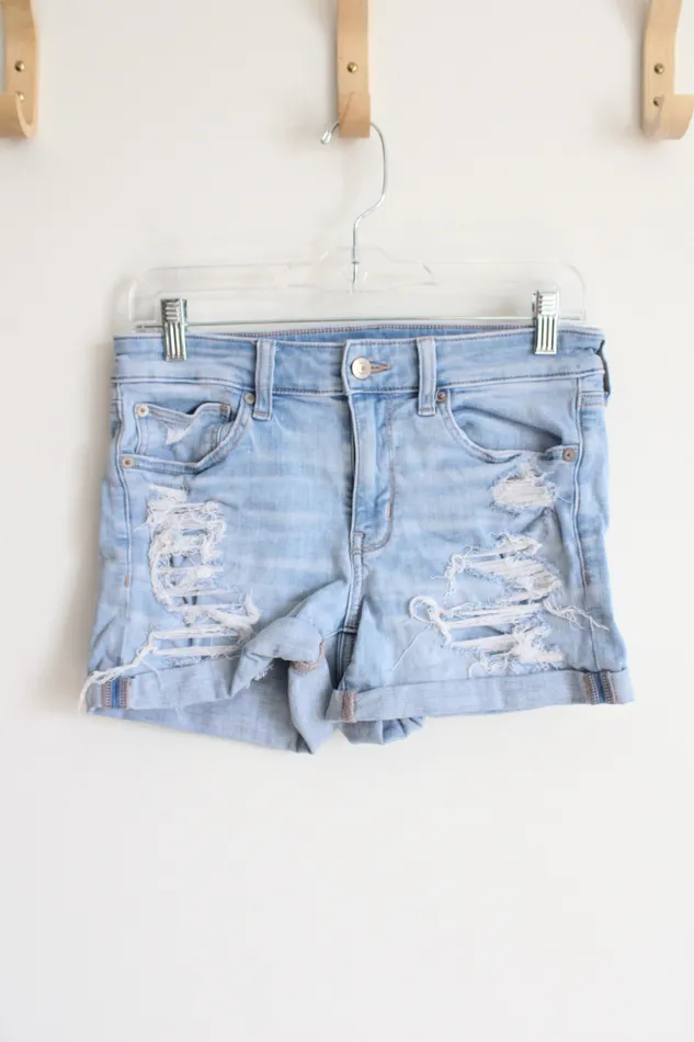 Necklaces American Eagle American Eagle Midi Light Wash Distressed Cuffed Jean Shorts 8