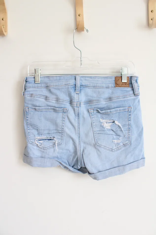 Necklaces American Eagle American Eagle Midi Light Wash Distressed Cuffed Jean Shorts 8