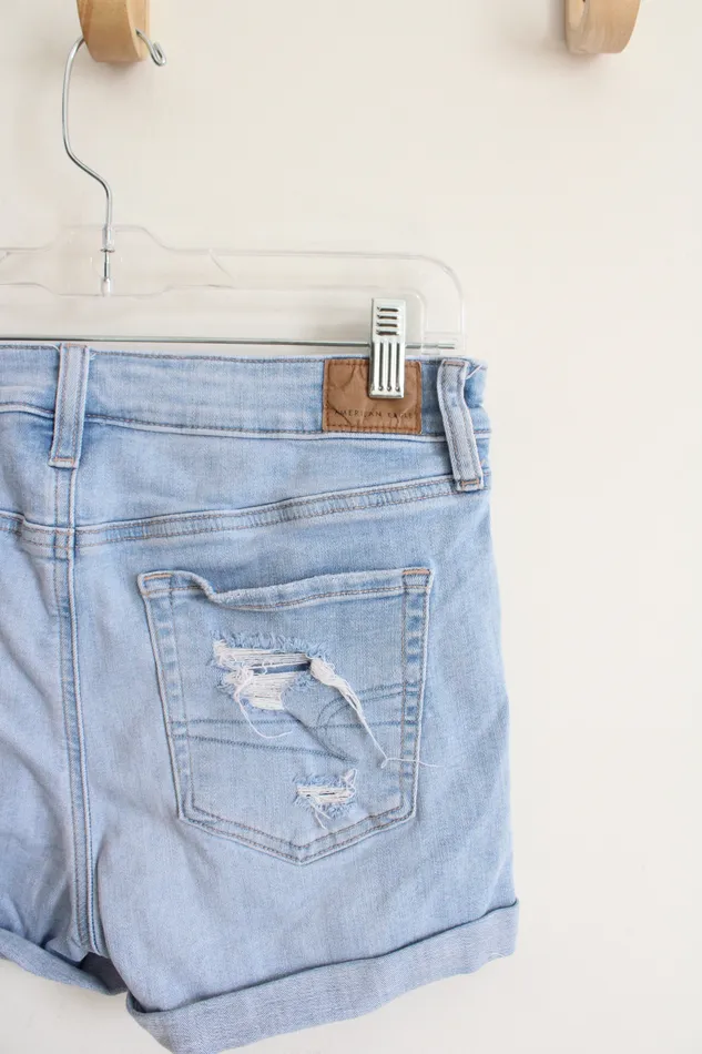 Necklaces American Eagle American Eagle Midi Light Wash Distressed Cuffed Jean Shorts 8